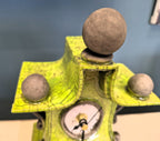 Stonesplitter- Small Lime Green Pagoda top Raku Clock - Primrose Gallery and Framing 