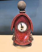 Stonesplitter- Small Red round Top Raku Clock - Primrose Gallery and Framing 