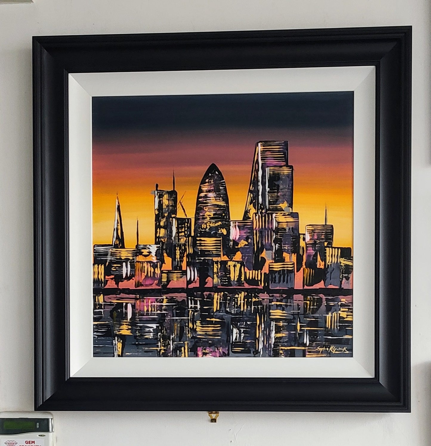 Sophie Bliss Kilpatrick- London Sunset, Framed Original Acrylic Painting