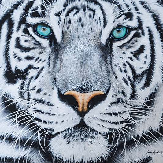 Sophie Bliss Kilpatrick- White Tiger, Framed Original Acrylic Painting