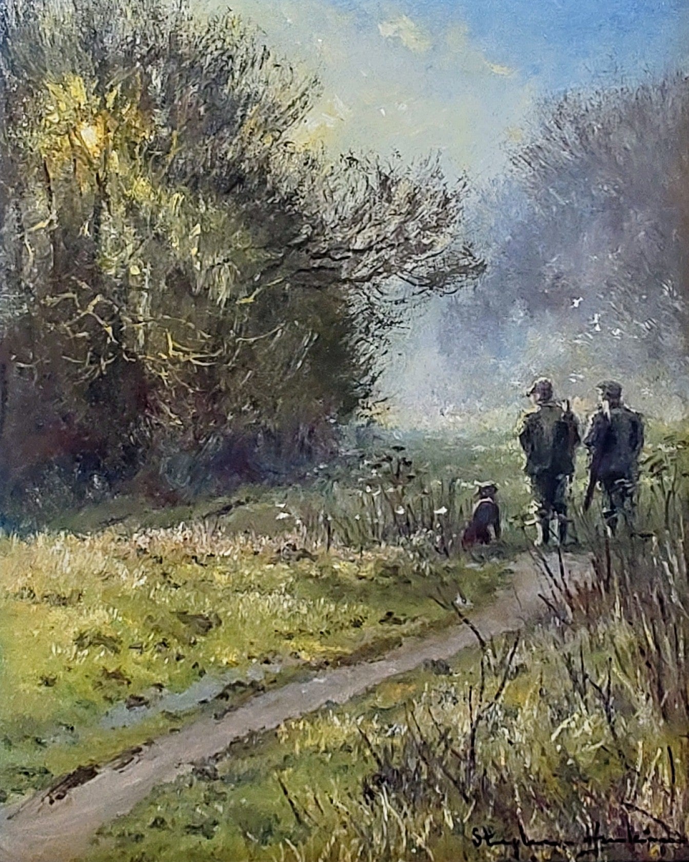 Stephen Hawkins - On the Hunt, Framed Original Oil on Board - Primrose Gallery and Framing 