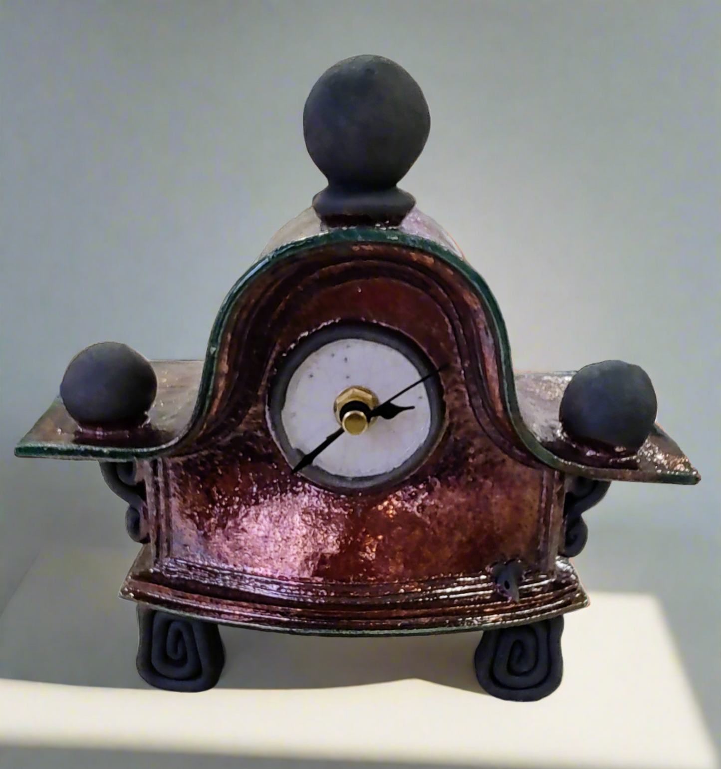 Stonesplitter- Small Dark Green Raku Clock