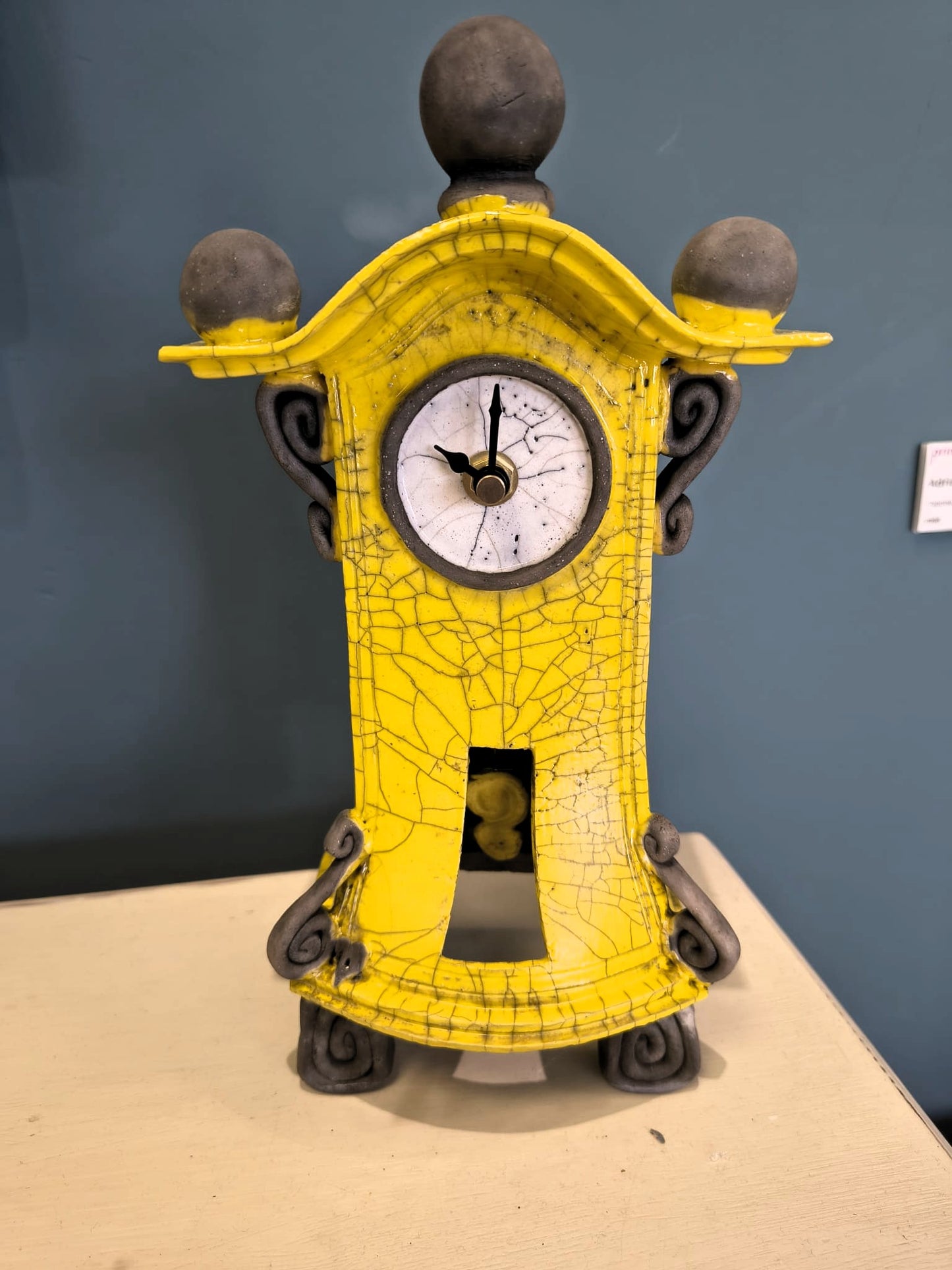 Stonesplitter- Tall Yellow Raku Clock