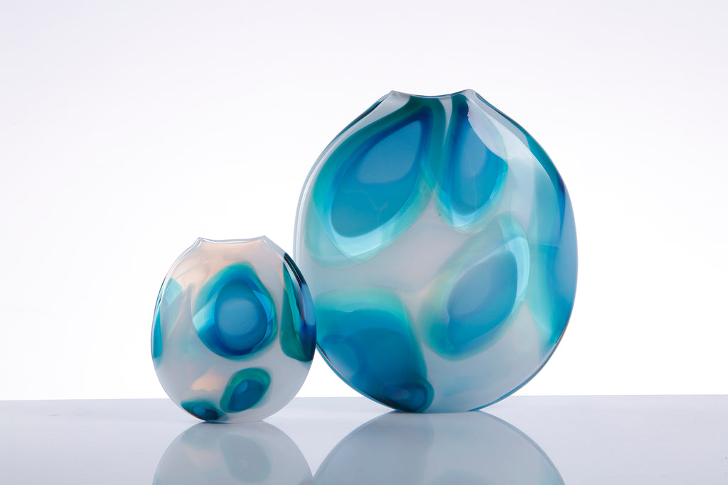 Allister Malcolm- Tondo Hand Blown Glass Vase, Medium Polar - Primrose Gallery and Framing 