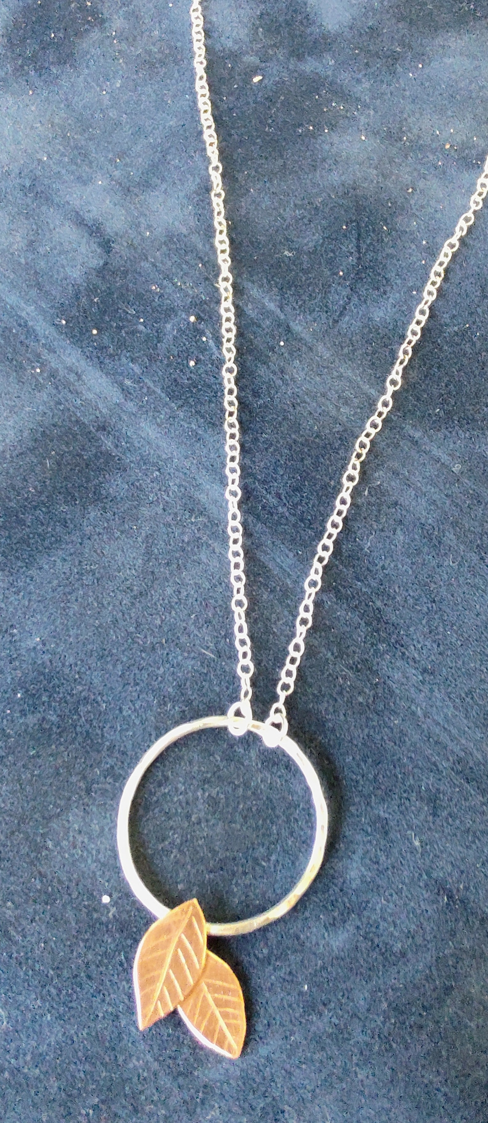 Zoe Ruth- Silver and Copper Open Circle Leaf Necklace - Primrose Gallery and Framing 