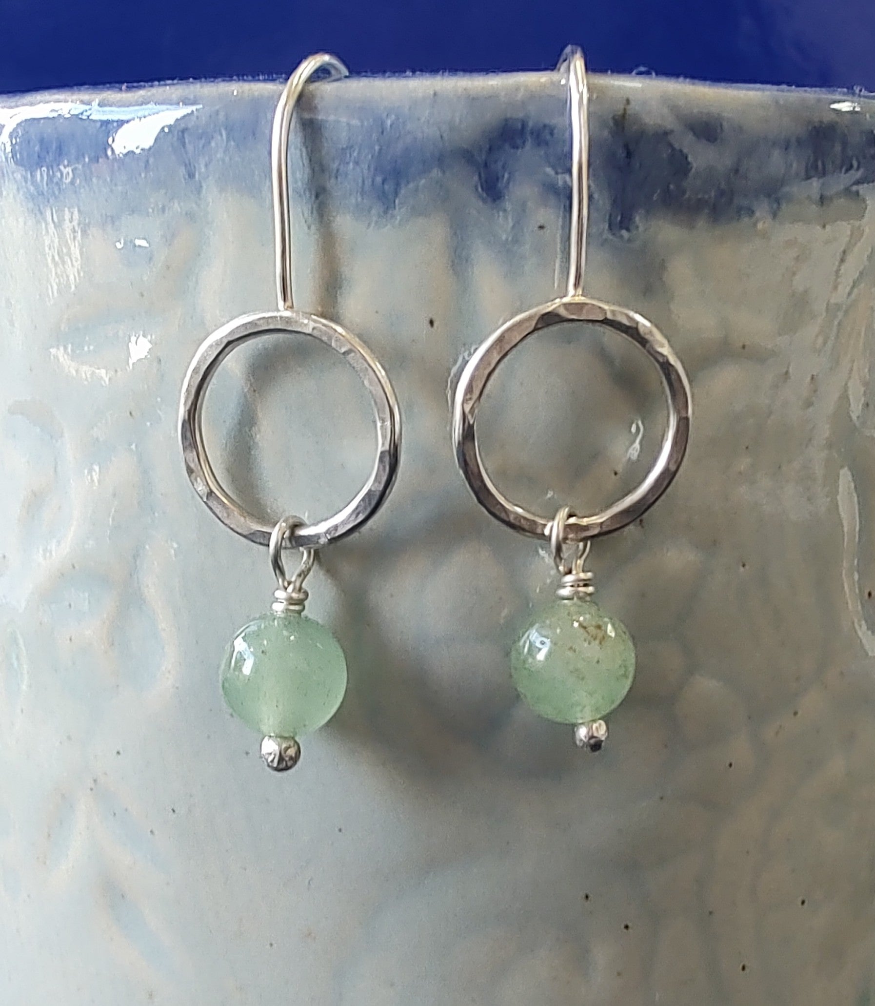 Zoe Ruth- Silver and Aventurine Earrings - Primrose Gallery and Framing 