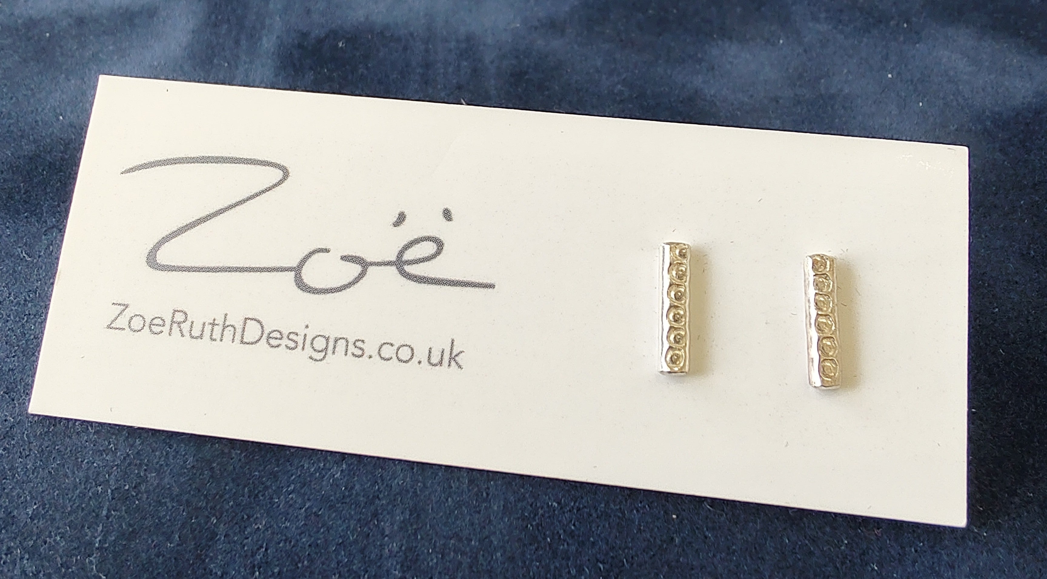 Zoe Ruth- Silver Hammered Bar Studs - Primrose Gallery and Framing 