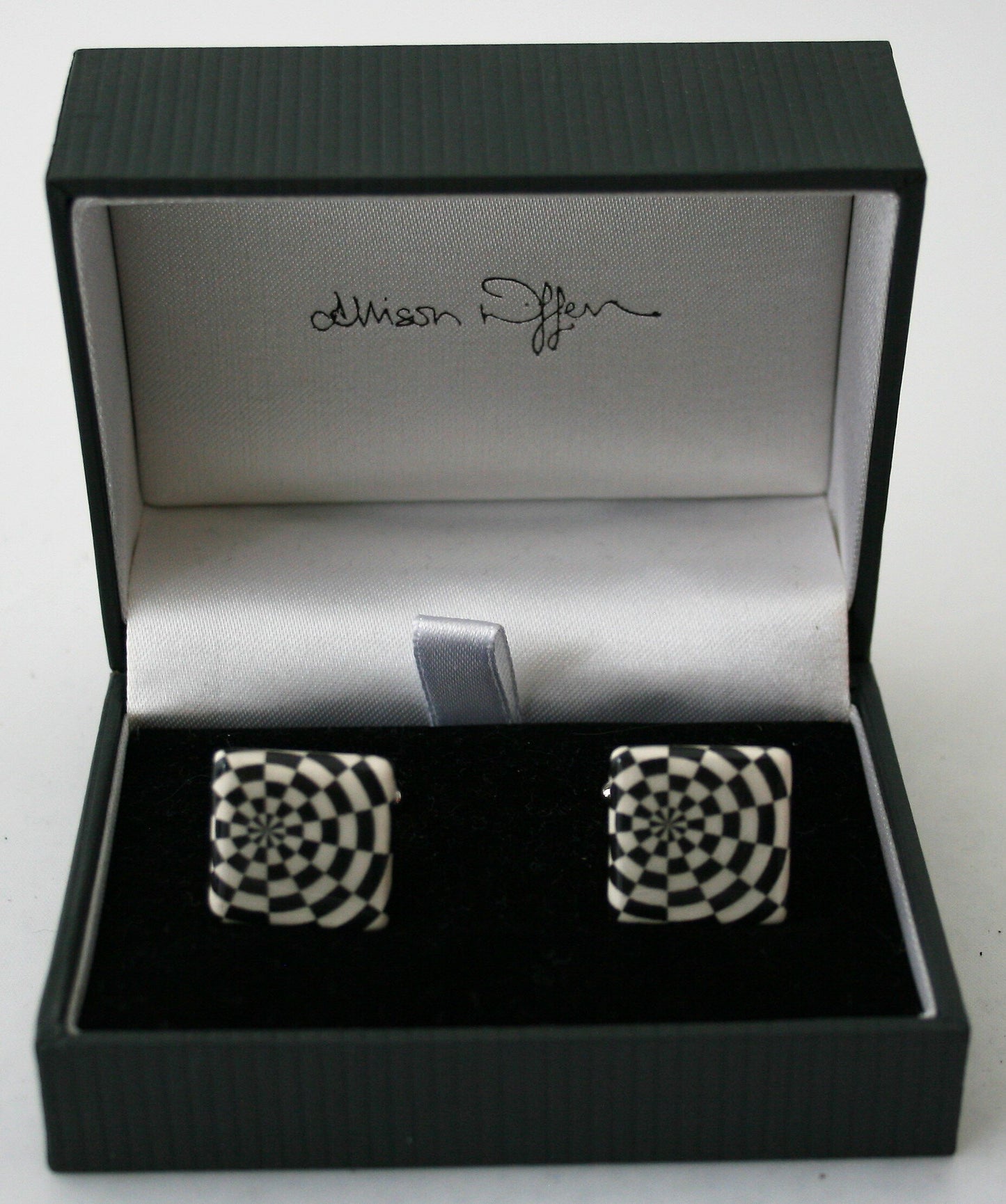 Allison Wiffen- Monochrome Checkerboard Ceramic Cufflinks