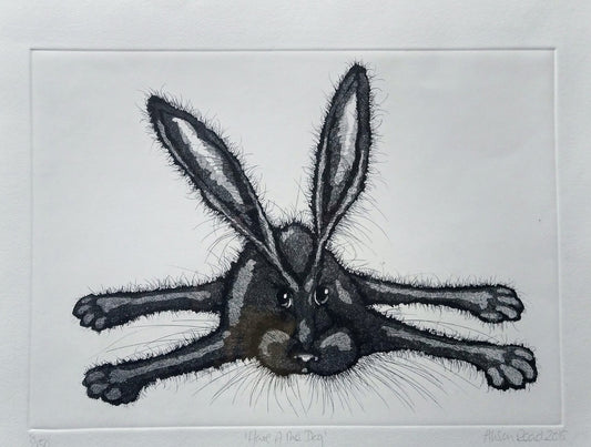 Alison Read - Limited edition Etching of a Hare-  Hare of the Dog