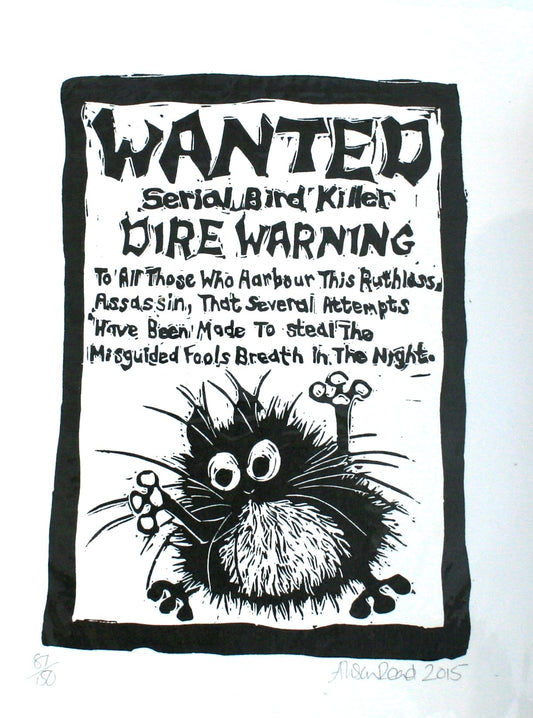 Alison Read - One piece wanted poster art- "Wanted, Serial Bird Killer"
