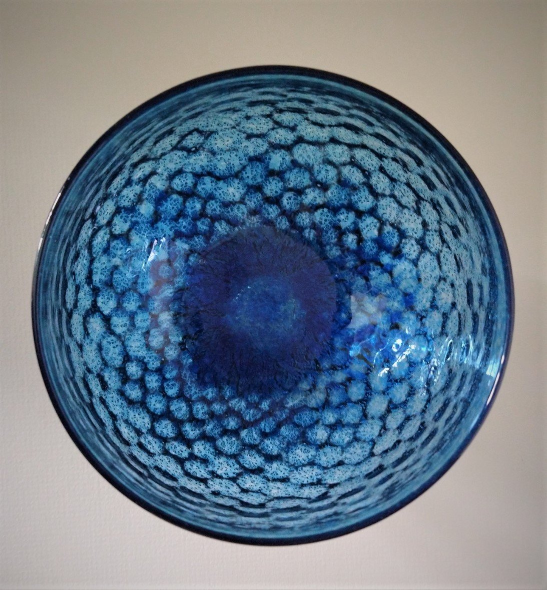 Allister Malcolm- Britsh made Art Glass Mermaid Bowl, Blue