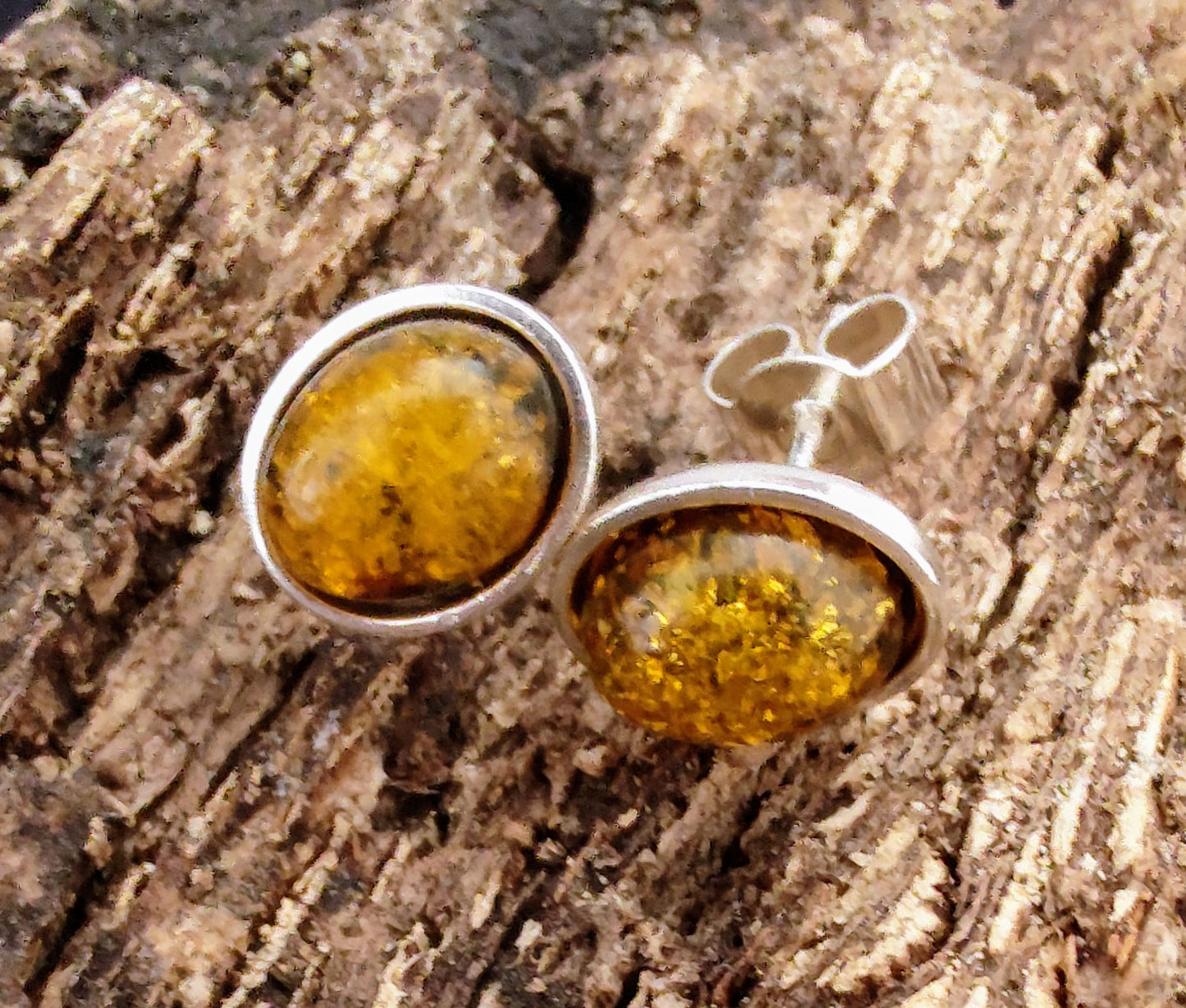 Helen West - Amber and Silver Oval Studs