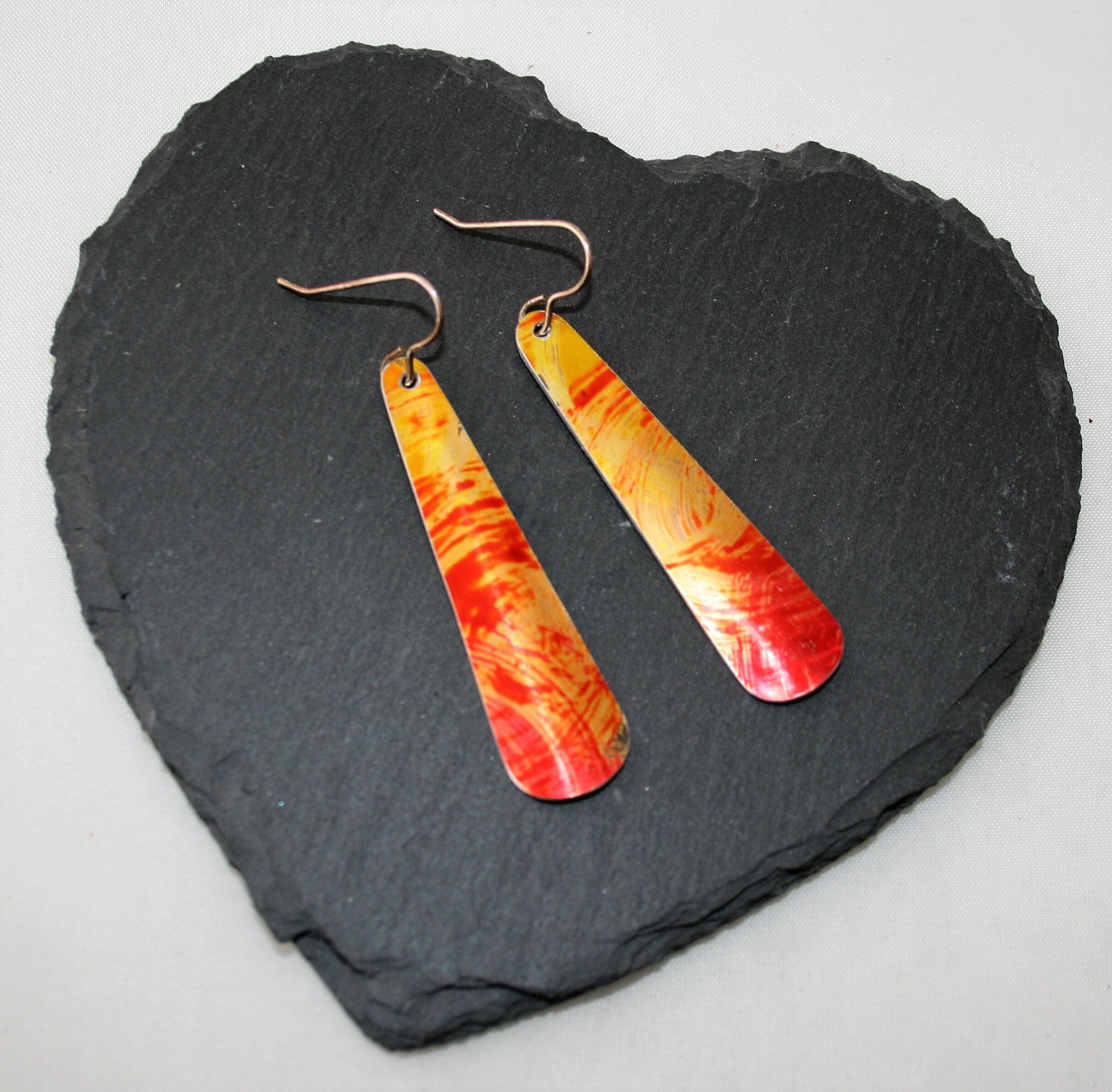 Miranda Peckitt- Anodised Aluminium Earrings, Orange Rose - Primrose Gallery and Framing 
