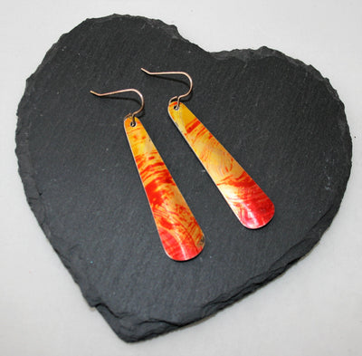 Miranda Peckitt- Anodised Aluminium Earrings, Orange Rose - Primrose Gallery and Framing 