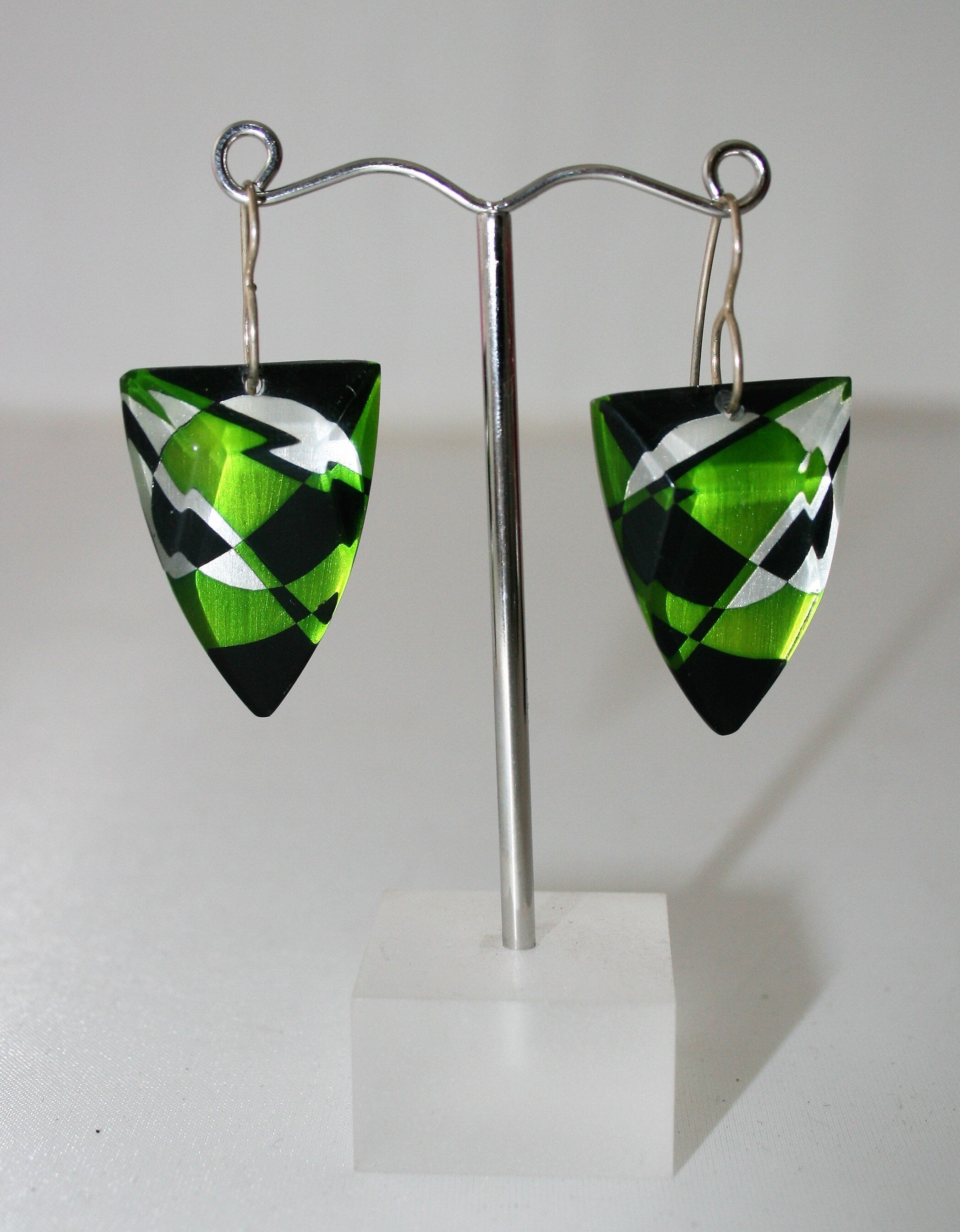 Rowena Park- Acrylic Triangular Deco drop Earrings - Primrose Gallery and Framing 