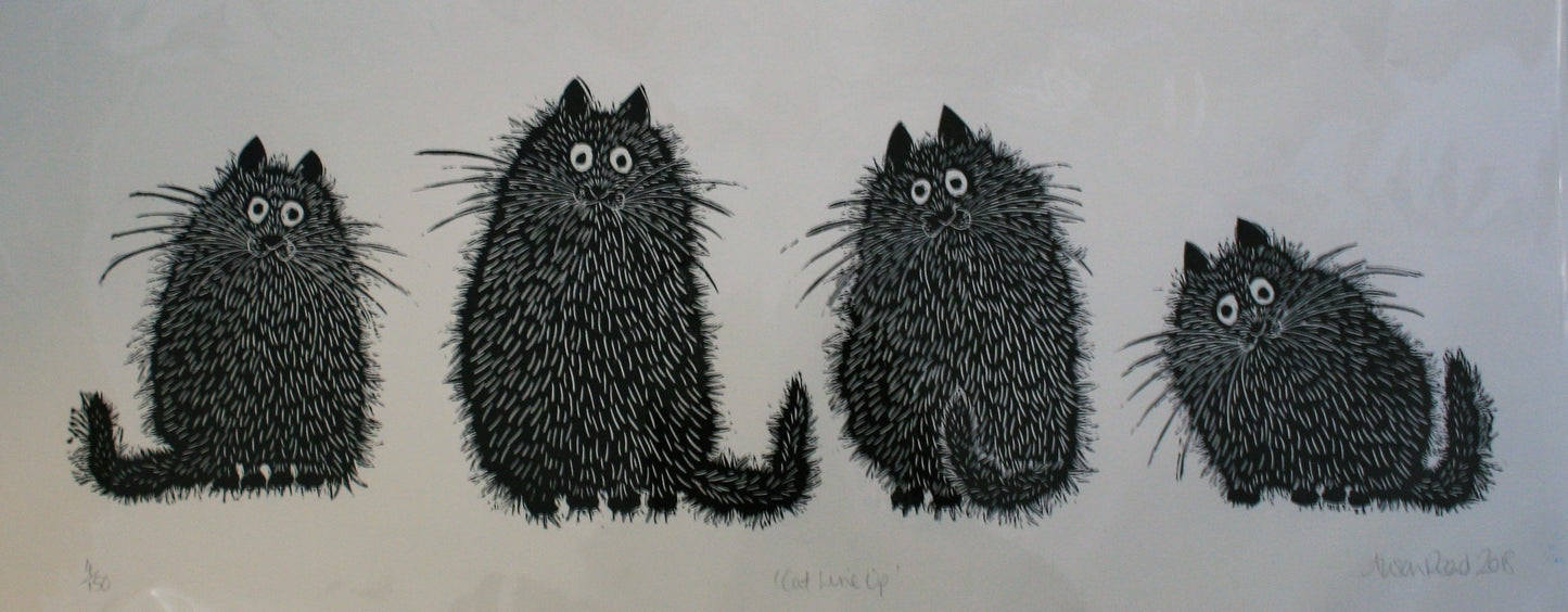 Alison Read - Lino artist- Cat Line Up