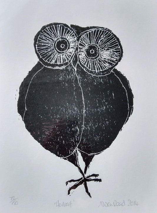 Alison Read -  Etching of a grey owl- Herbert