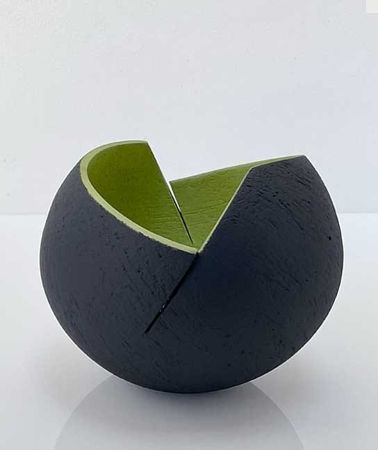 Ashraf Hanna- Cut and Altered Ceramic Black and Green Bowl
