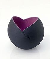 Ashraf Hanna-Cut and Altered Ceramic Black and Purple Bowl