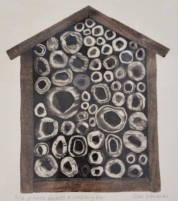 Jean Edwards- A Home Awaits a Solitary Bee - Primrose Gallery and Framing 