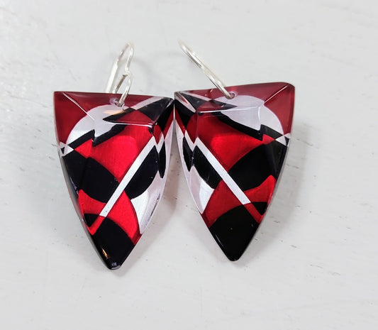Rowena Park- Acrylic Triangular Red Deco drop Earrings