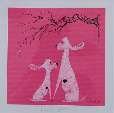Jane Warwick -I Love You, Mounted Ltd Edition Hand Embellished Print - Primrose Gallery and Framing 