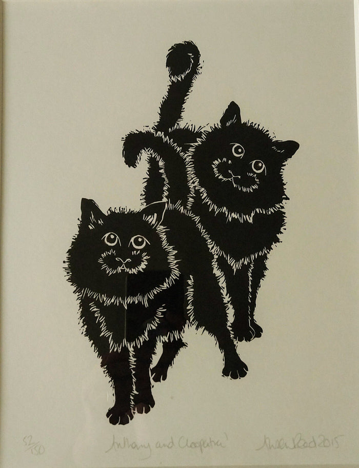 Alison Read -Anthony and Cleopatra, Black and White Lino print, Unframed Limited Edition Print