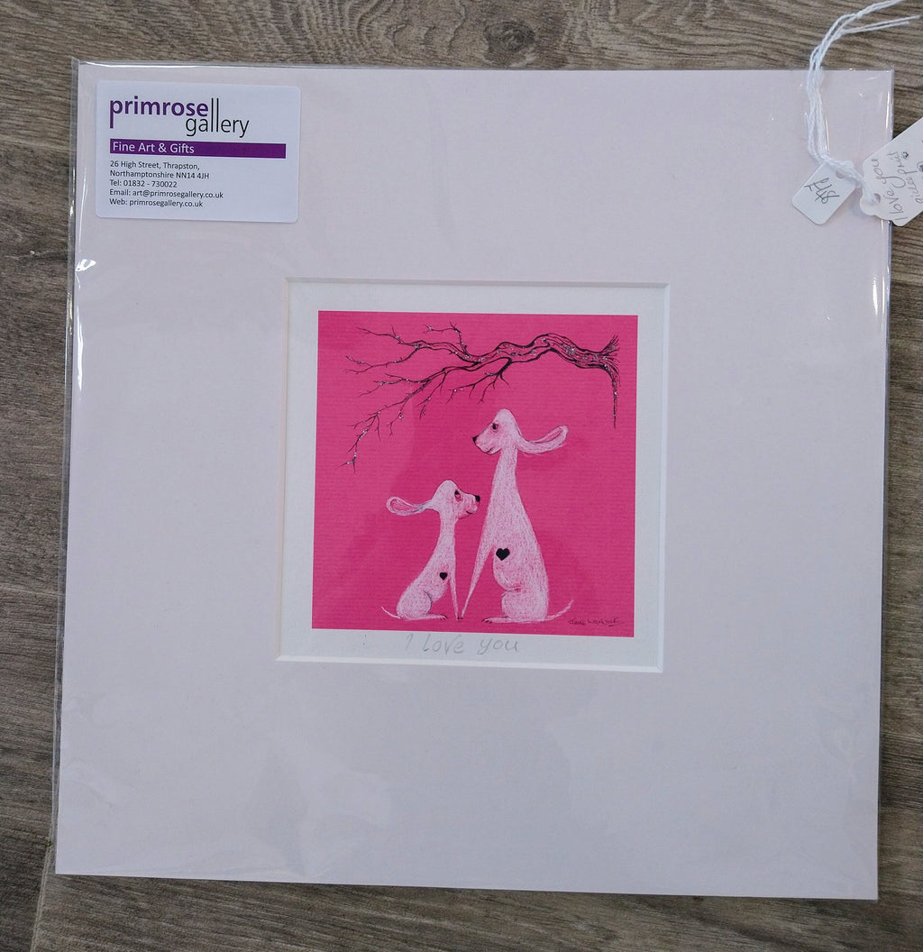 Jane Warwick -I Love You, Mounted Ltd Edition Hand Embellished Print - Primrose Gallery and Framing 