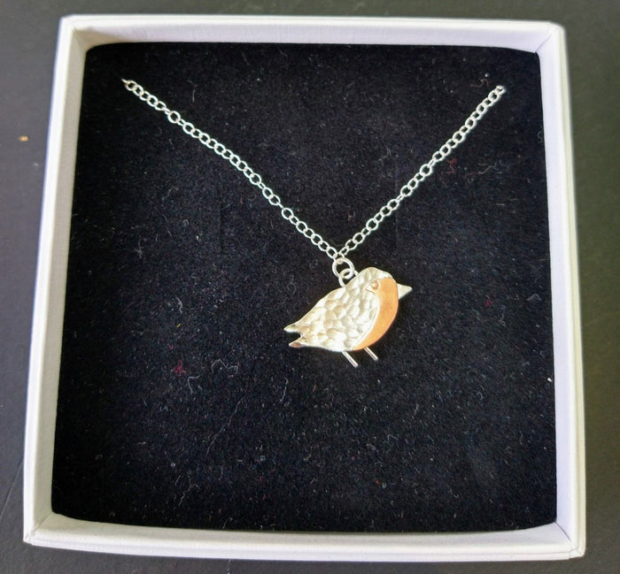 Zoe Ruth- Silver and Copper Robin Necklace