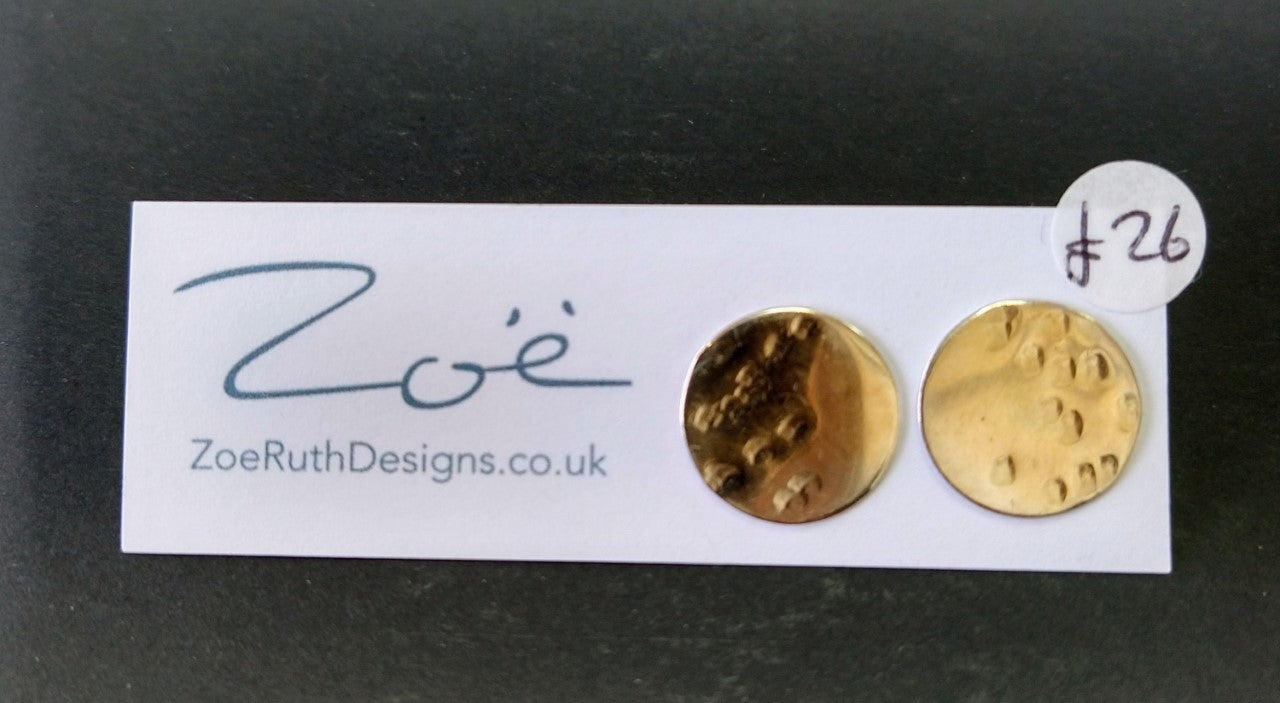 Zoe Ruth- Silver Hammered Moon Studs - Primrose Gallery
