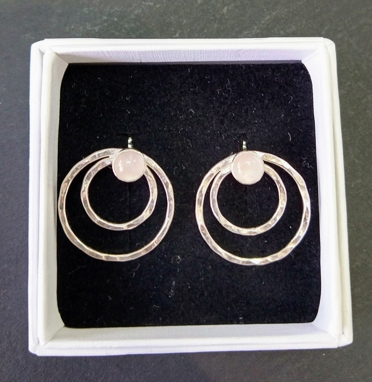 Zoe Ruth- Silver Double Ring and Rose Quartz Studs - Primrose Gallery