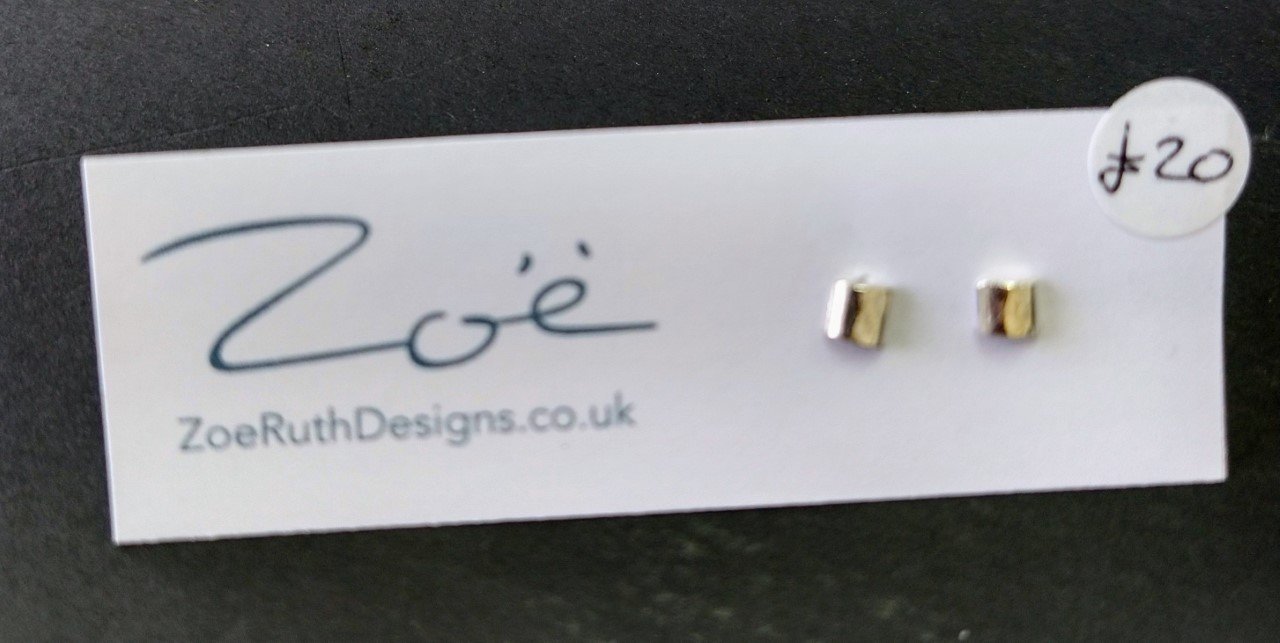 Zoe Ruth- Mini Silver Hammered Bar Studs - Primrose Gallery